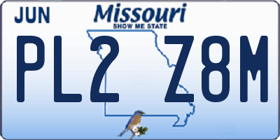 MO license plate PL2Z8M