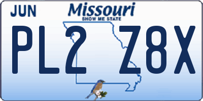 MO license plate PL2Z8X