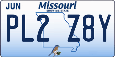 MO license plate PL2Z8Y