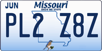 MO license plate PL2Z8Z
