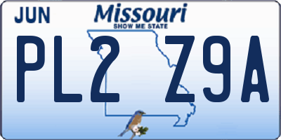 MO license plate PL2Z9A