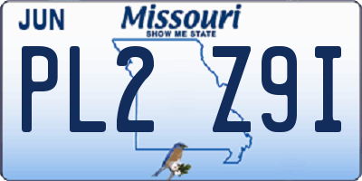MO license plate PL2Z9I