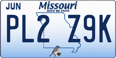 MO license plate PL2Z9K