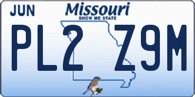 MO license plate PL2Z9M