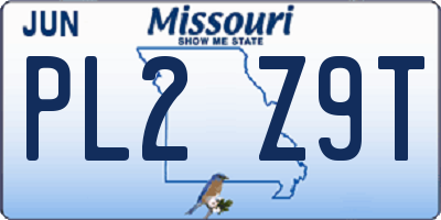 MO license plate PL2Z9T