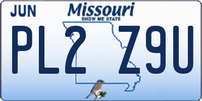 MO license plate PL2Z9U