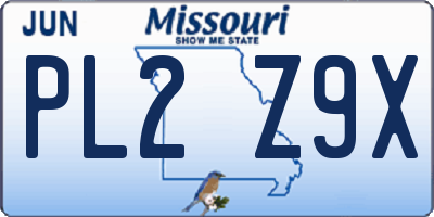 MO license plate PL2Z9X