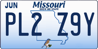 MO license plate PL2Z9Y