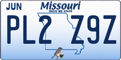 MO license plate PL2Z9Z