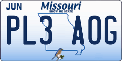 MO license plate PL3A0G
