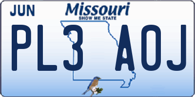 MO license plate PL3A0J