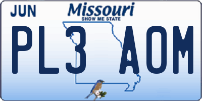 MO license plate PL3A0M