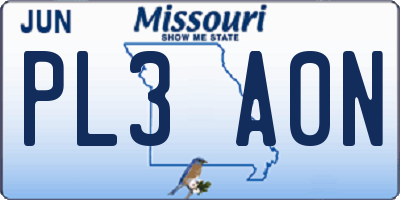 MO license plate PL3A0N