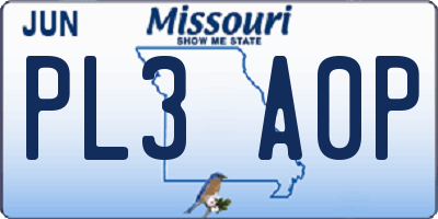 MO license plate PL3A0P