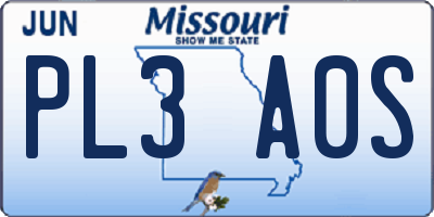 MO license plate PL3A0S