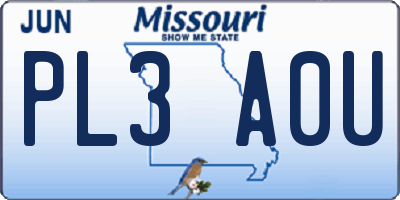 MO license plate PL3A0U