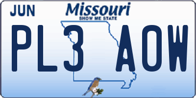 MO license plate PL3A0W
