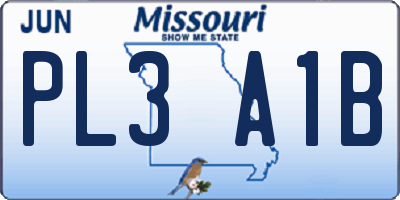 MO license plate PL3A1B