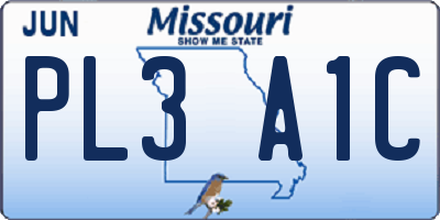 MO license plate PL3A1C