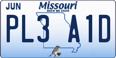 MO license plate PL3A1D
