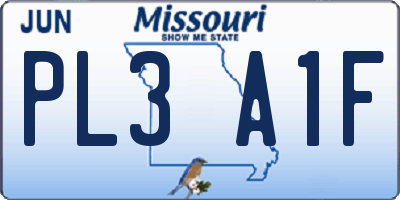 MO license plate PL3A1F
