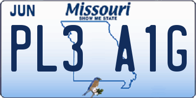 MO license plate PL3A1G