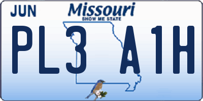 MO license plate PL3A1H
