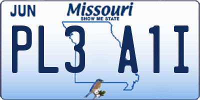 MO license plate PL3A1I