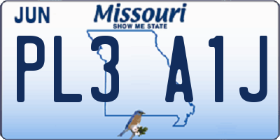 MO license plate PL3A1J