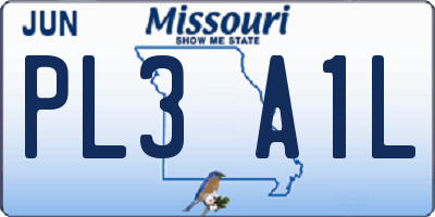 MO license plate PL3A1L