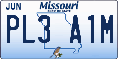 MO license plate PL3A1M