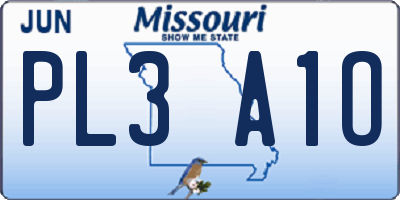 MO license plate PL3A1O