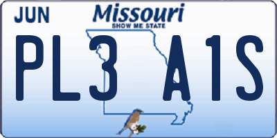 MO license plate PL3A1S