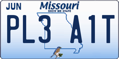 MO license plate PL3A1T