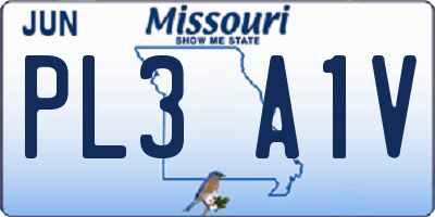 MO license plate PL3A1V