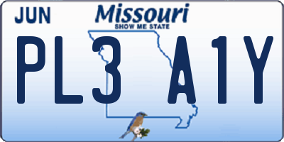 MO license plate PL3A1Y