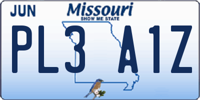 MO license plate PL3A1Z