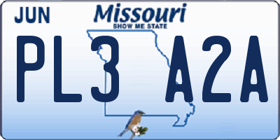 MO license plate PL3A2A