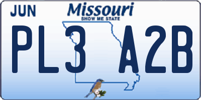 MO license plate PL3A2B