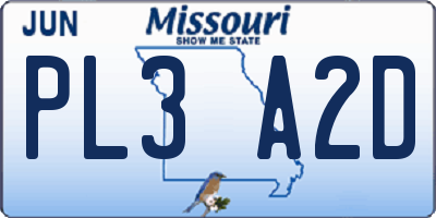 MO license plate PL3A2D