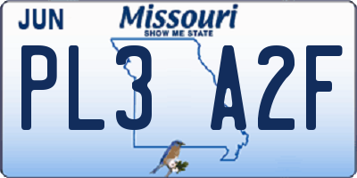 MO license plate PL3A2F