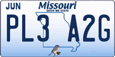 MO license plate PL3A2G