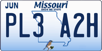 MO license plate PL3A2H