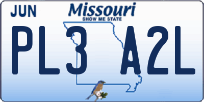 MO license plate PL3A2L