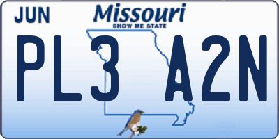 MO license plate PL3A2N