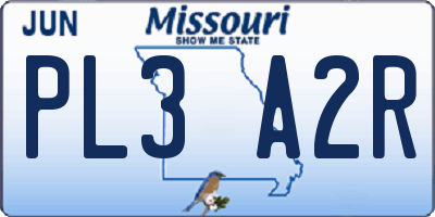 MO license plate PL3A2R