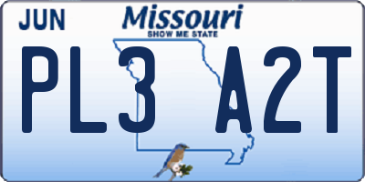 MO license plate PL3A2T