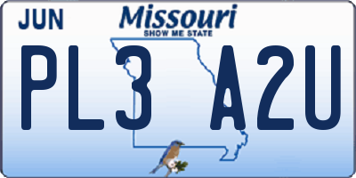 MO license plate PL3A2U
