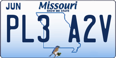 MO license plate PL3A2V