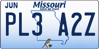MO license plate PL3A2Z
